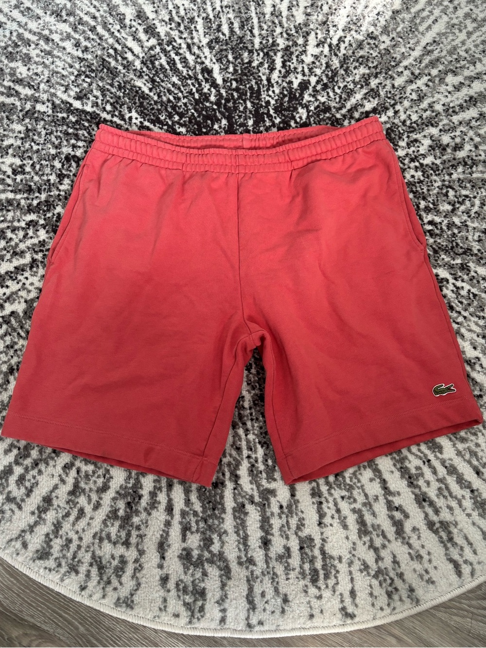 Lacoste Men’s Coral-Red Cotton Drawstring Athletic Shorts